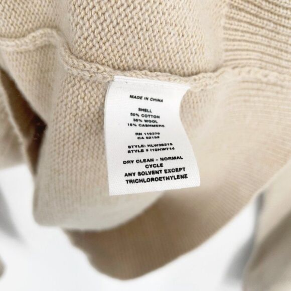 Helmut Lang Distressed V-Neck Sweater Wool Cashmere Raglan Sleeve Tan Women's L - Picture 7 of 7